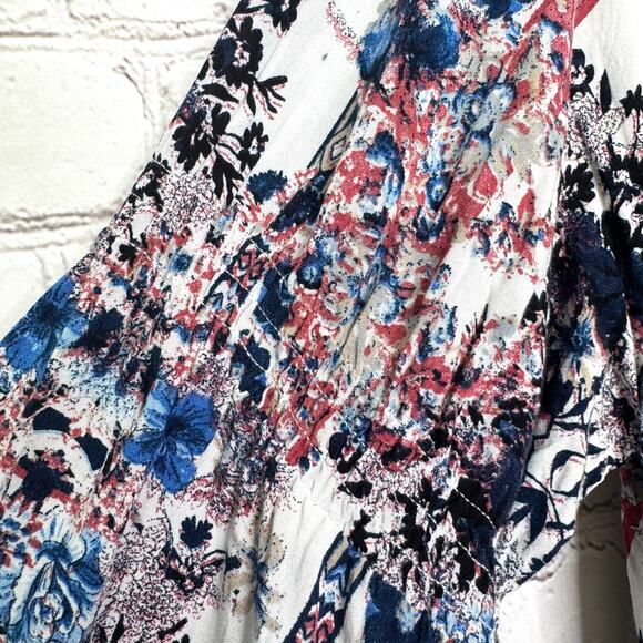 Umgee Wms M Multicolored Floral Geometric Trapeze Mini Dress Boho Hippie - Picture 5 of 9